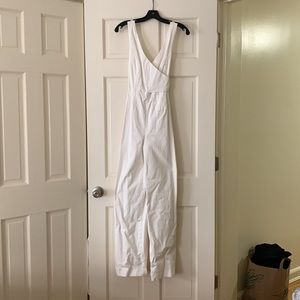 Anthropologie White Chino Wrap Jumpsuit
